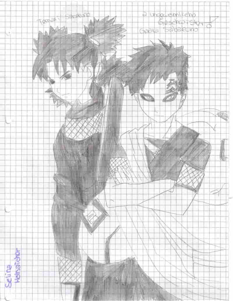 2 sehr verschiedene Geschwister (Temari und Gaara)