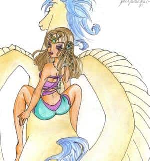 maedcgen auf einem pferd