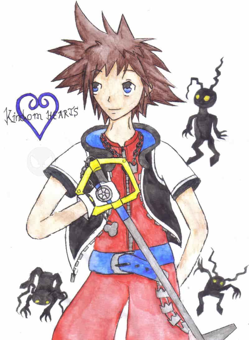 Sora mit Aquarell und Herzlosen