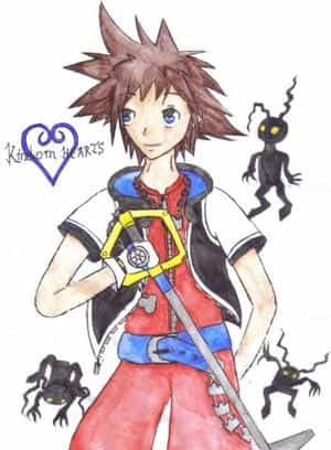 Sora mit Aquarell und Herzlosen