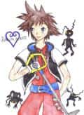 Sora mit Aquarell und Herzlosen