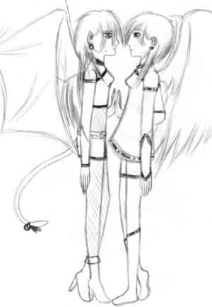 Spiegel -Engel und Teufel-