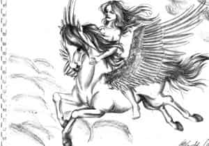 Pegasus mit Reiterin