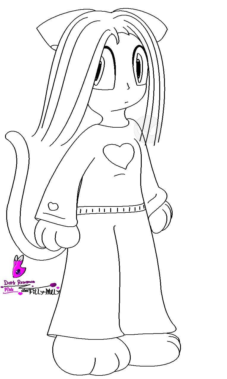 Neko in Pyjama-LineArt
