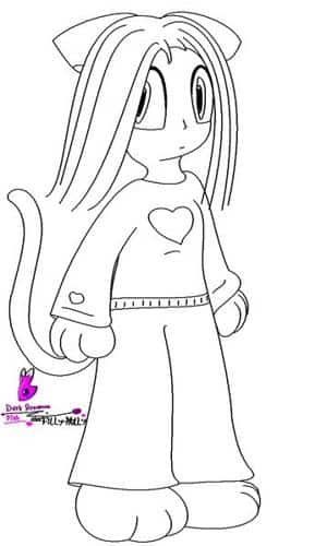 Neko in Pyjama-LineArt