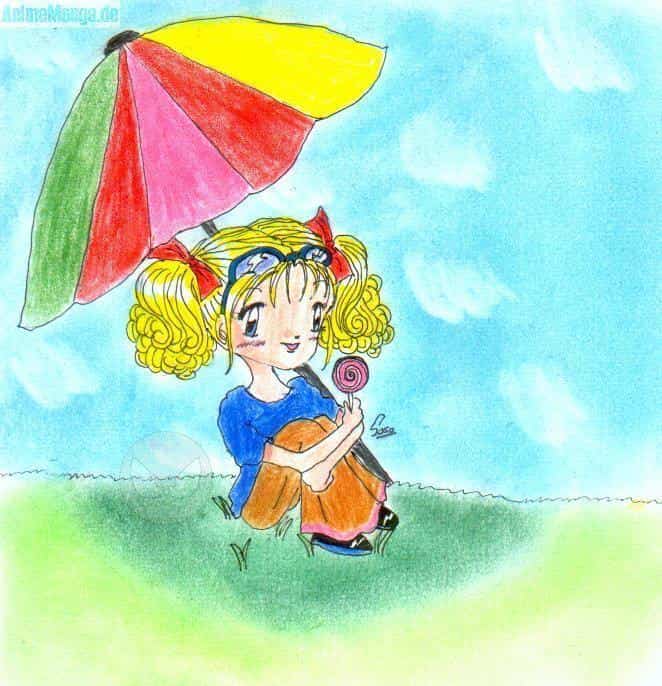 Ayane unterm Sonnenschirm