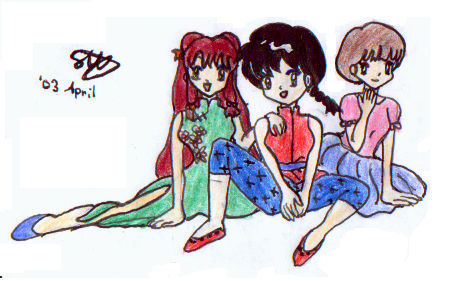 three girls are sitting