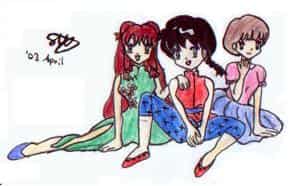 three girls are sitting