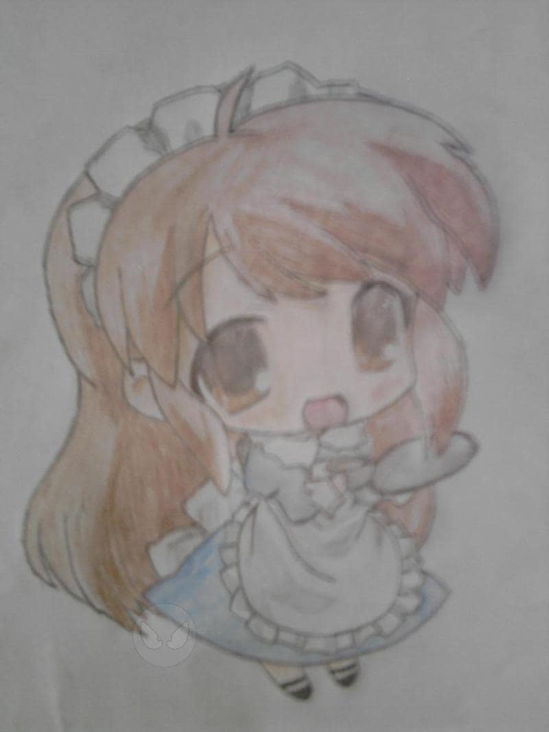 Chibi Kellnerin in Farbe