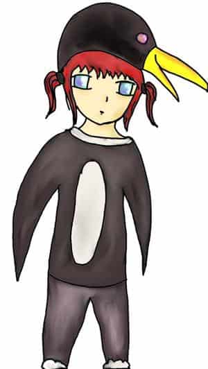 Mädchen im Pinguinkostüm