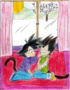 Kid Goku & Kid Vegeta.