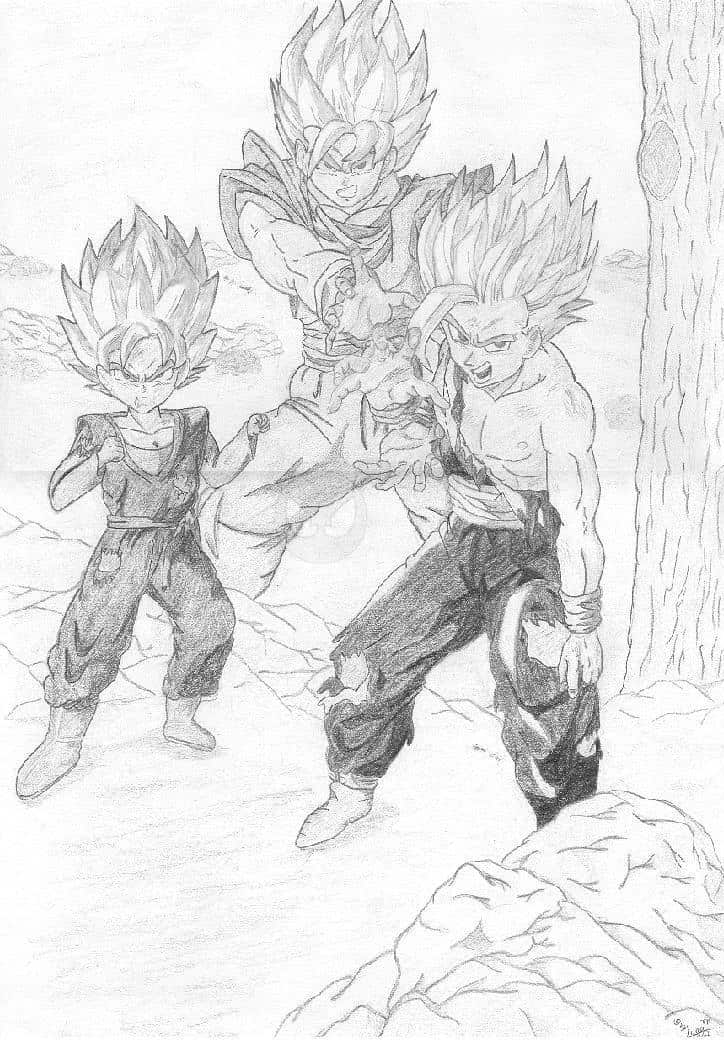 Goku, Gohan und Goten