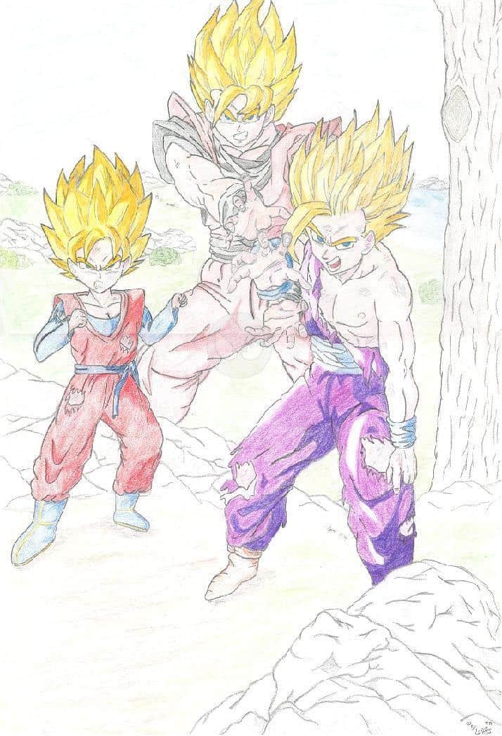 Goku, Gohan und Goten-Farbe