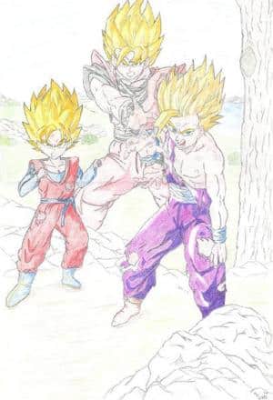Goku, Gohan und Goten-Farbe