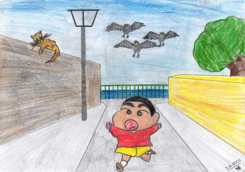 Shinchan und die Krähen