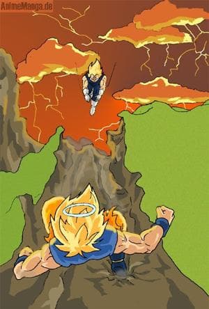 Kampf zwischen Kakarott und Majin Vegeta