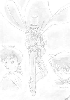 Kaito Kid with Heiji & Conan