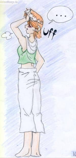 Nami die sich an den kopf greift COLO