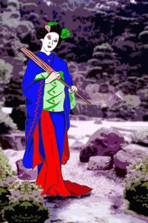 geisha mit hintergrund