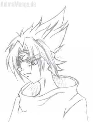 School sketch, fold the X .: Sasuke