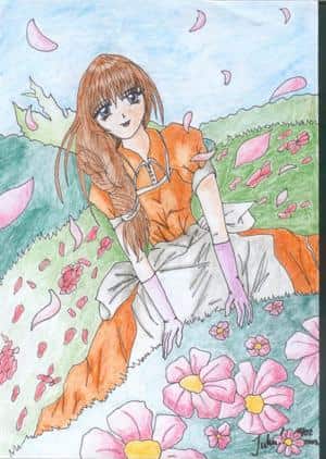 Mädchen in einer Wiese