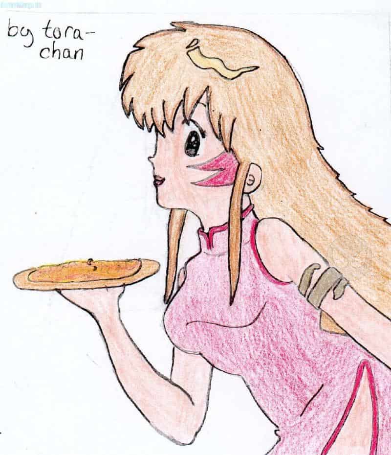 tora-chan mit ner pizza (oder so was ähnlichem!!) (vielleicht is es auch Okonomiyaki) *bunticolo*