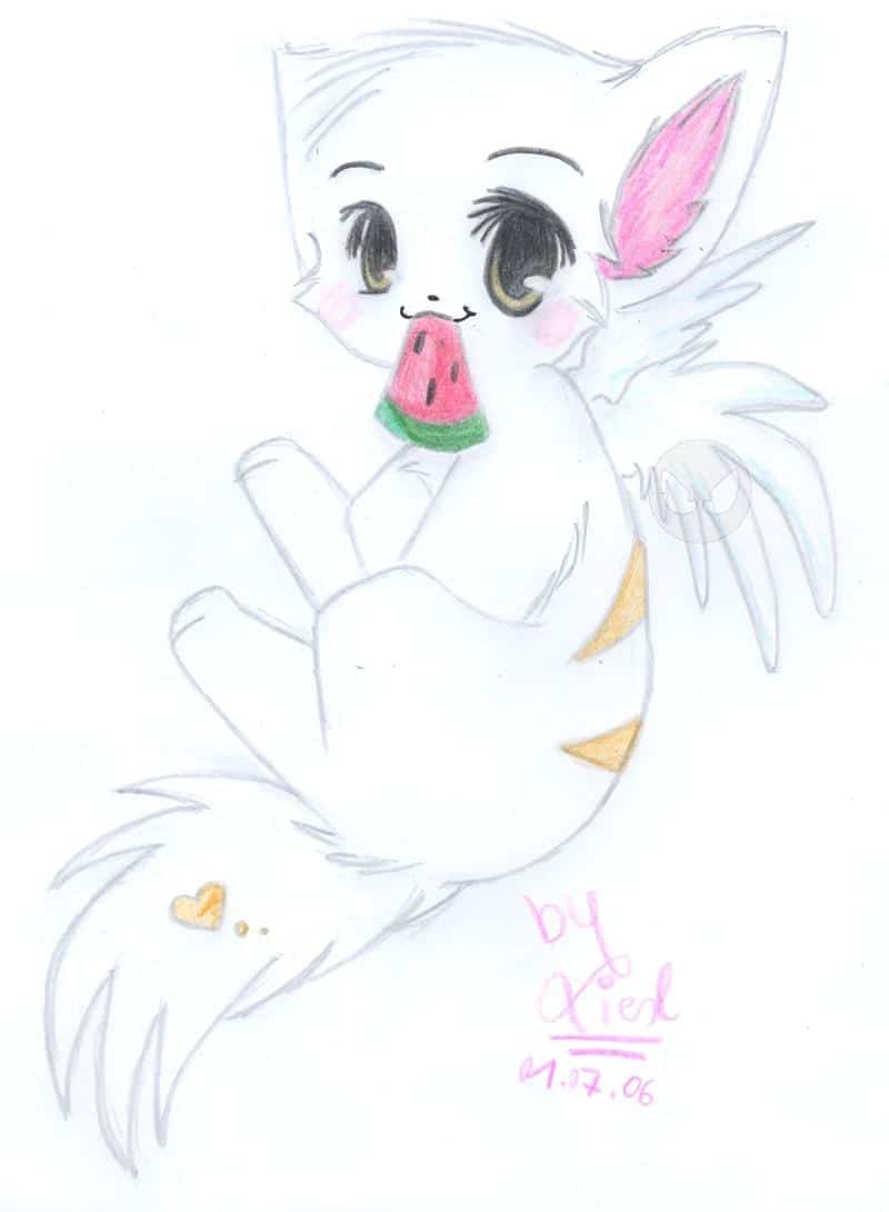 ABGEMALTES kiddy mit wassermelone X33333