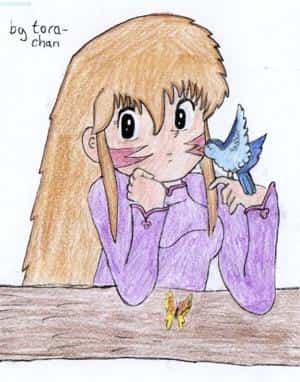 tora-chan mit Vögelchen und Schmetterling *bunticolo*