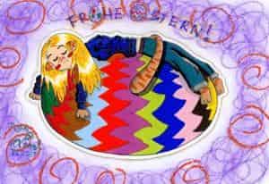 "jo noch´n osterpic (also des eigentliche xD) .. nachträglich" .. oder "´n tora des auf nem osterei pennt"