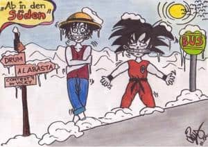 Ruffy und Goku Winterbild