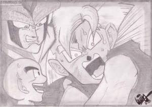 Cell, Krillin, Gohan