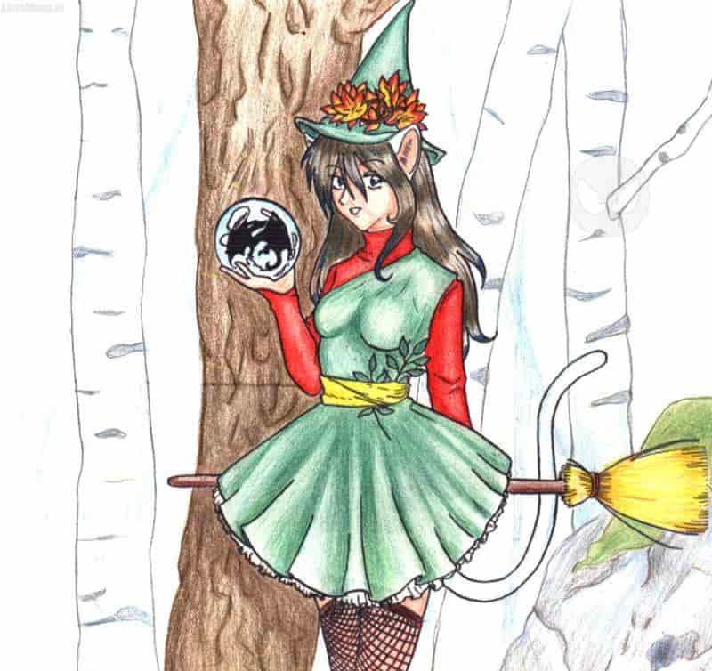 !Catgirl avec un look d´Hexe mit hintergrund!
