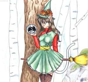 !Catgirl avec un look d´Hexe mit hintergrund!