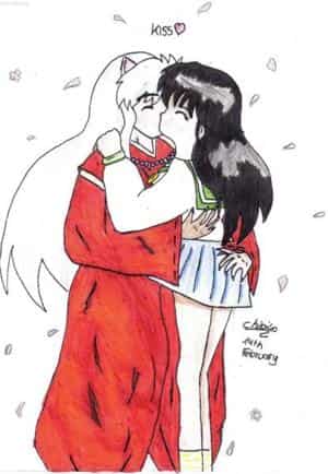 Inu Yasha and Kagome kissing...