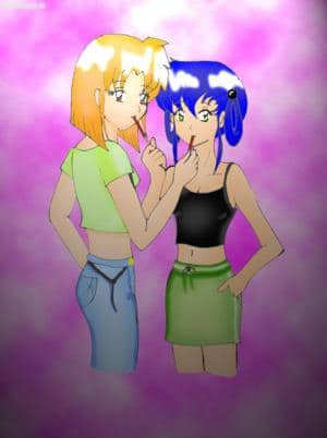 Aiko und Miwako mit nem Schoko-Stick--colo