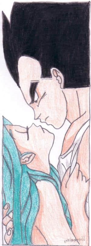 Vegeta hält Bulma im Arm