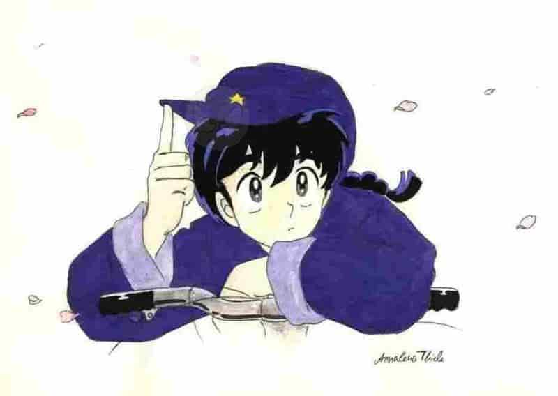 Ranma, ein Fahrrad und Kirschblüten