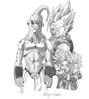 trunks&goten&gogeta vs majin boo