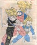 Son-Goku Vegeta und Trunks ziehen in den Kampf