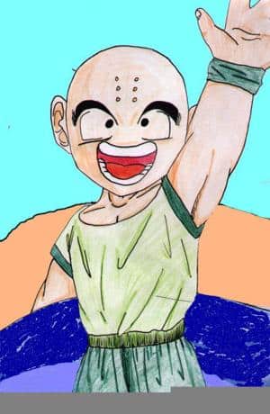 Krillin mit Surfbrett