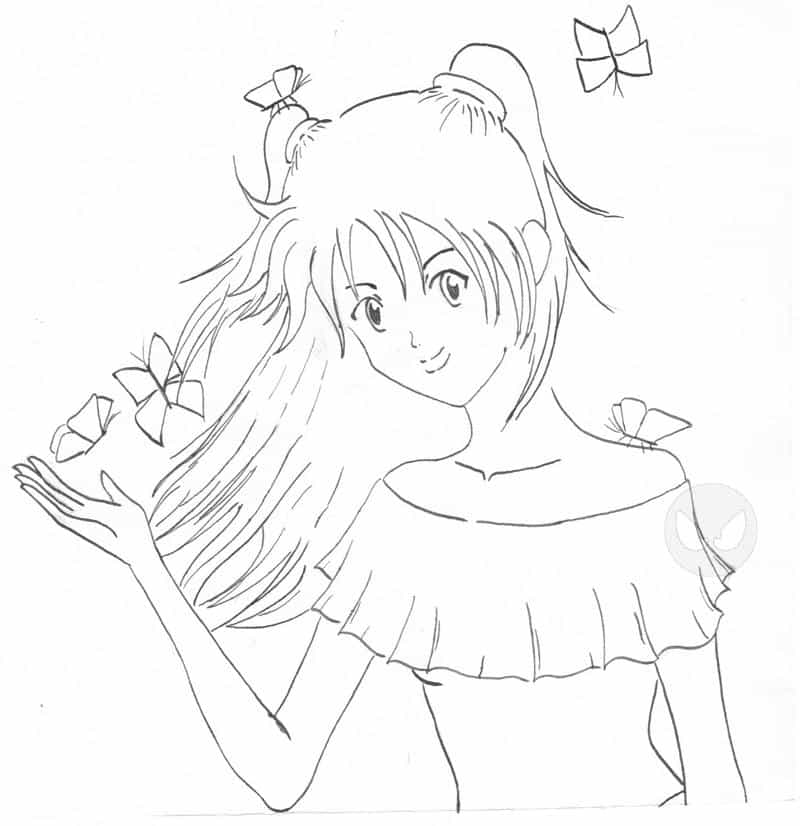 butterfly girl - outlines