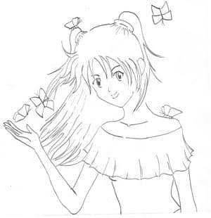 butterfly girl - outlines