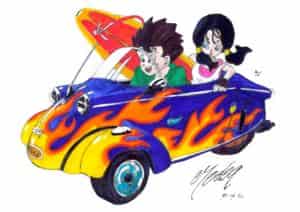 Son Gohan und Videl auf dem WEg zum Strand