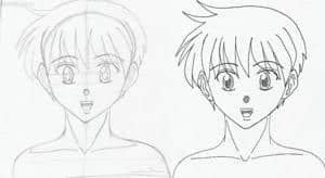 Rohskizze und fertiges Bild