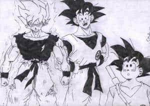 Son Goku klein, groß und SSJ