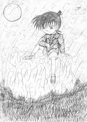 Conan in the rain