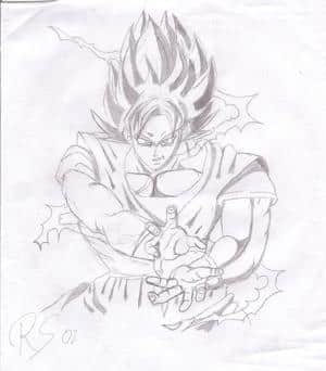  SSJ Son Goku in kampf pose
