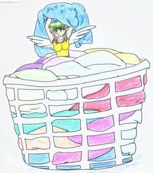 Engelchen im Wäschekorb