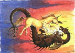 "Licht und Schatten" (Einhorn und Drache)