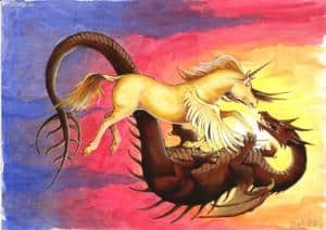 "Einhorn VS. Drache"